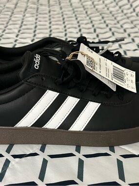adidas Men’s Black Sneakers with White Three-Stripes